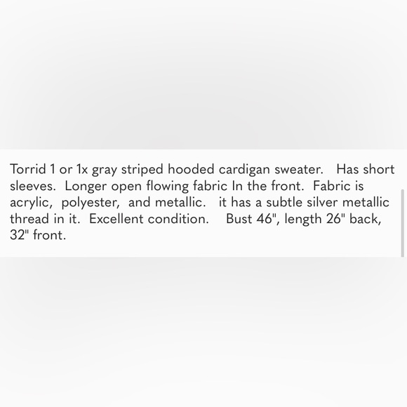 Vintage Torrid 1 gray striped hooded cardigan sweater 1X - Picture 4 of 4